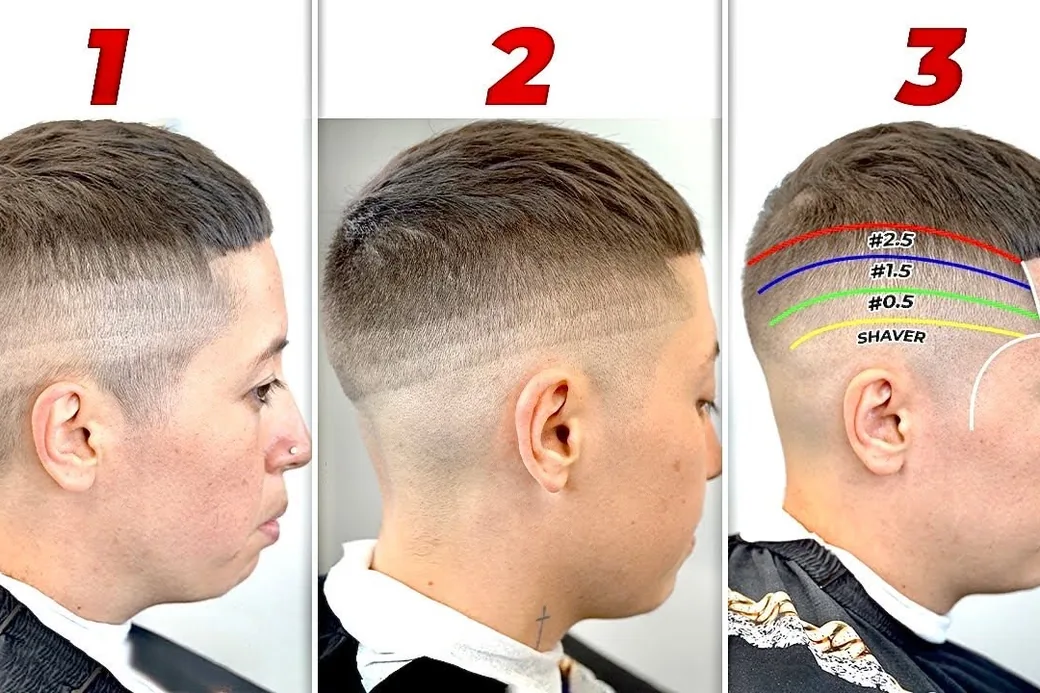 Barber using a lightweight cordless clipper to blend a low fade